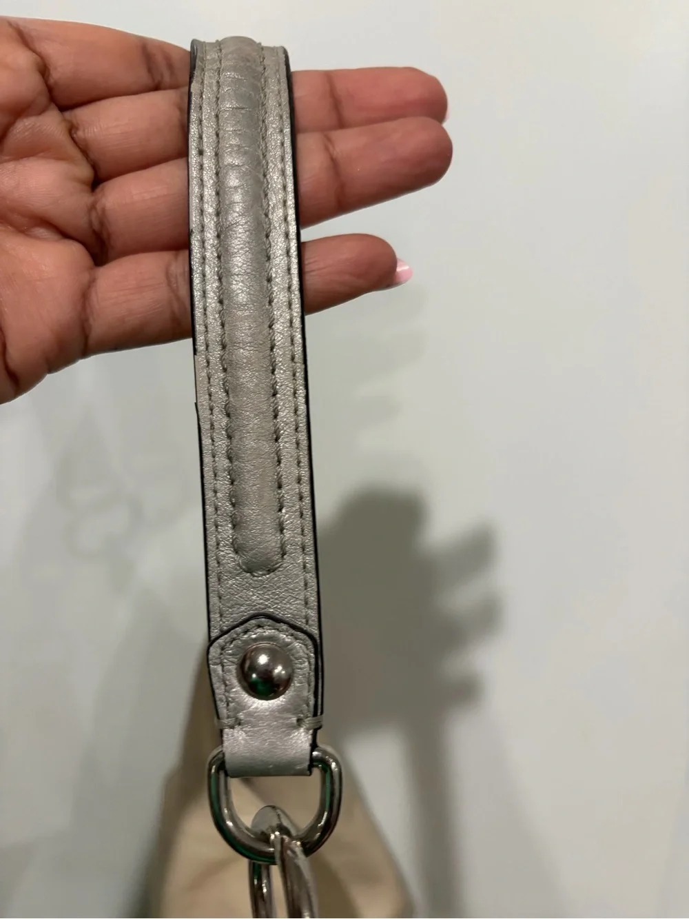 Coach Ashley Cream Leather Hobo with Metallic Trim and Dark Handles